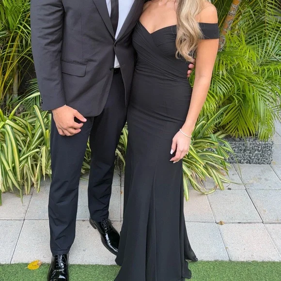 Azazie Black Strapless Gown - Picture 2 of 2